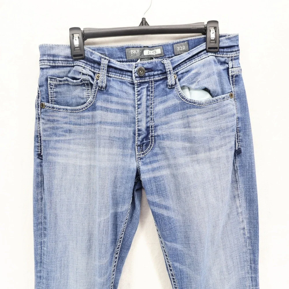 BKE Jake Straight Leg Mens Blue Denim Jeans Size 32R ABP1609